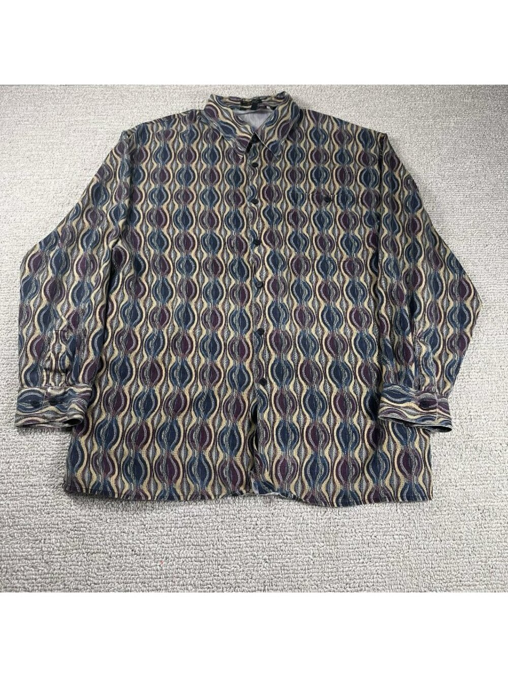 Vintage Joey Richi Silk Multicolored Button Down Shirt Men’s Size XL